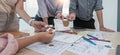 A close-up of an ux ui developer and an ui designer working on a mockup icon interface for a mobile app Royalty Free Stock Photo
