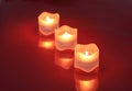 Close-up of valentine candles