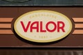 Close-up of Valor cafe sign