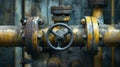 A close up of a valve on an old rusty pipe, AI Royalty Free Stock Photo