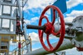 Close-up valve at the pumping station for oil and natural gas Royalty Free Stock Photo