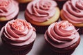 Cupcakes with Strawberry Icing Swirls Royalty Free Stock Photo