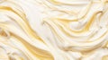 Close-up of vanilla ice cream texture. Top view of frozen white-yellow gelato surface. Food background. Generative AI