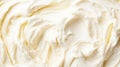 Close-up of vanilla ice cream texture. Top view of frozen white-yellow gelato surface. Food background. Generative AI Royalty Free Stock Photo