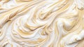 Close-up of vanilla ice cream texture. Top view of frozen white-yellow gelato surface. Food background. Generative AI