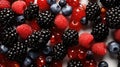 A close up of a variety of berries, AI