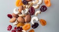 A close up of a variety of nuts and dried fruit Royalty Free Stock Photo