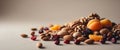A close up of a variety of nuts and dried fruit Royalty Free Stock Photo