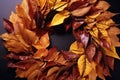close-up of various autumn leaves arranged in a wreath Royalty Free Stock Photo