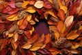 close-up of various autumn leaves arranged in a wreath Royalty Free Stock Photo
