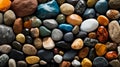 Close up of various colored rocks stones and marbles. Generative AI Royalty Free Stock Photo