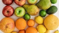 Close up of various colorful fresh summer fruits isolated over white background Royalty Free Stock Photo