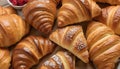 Close up of various croissant pastries