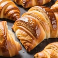 Close up of various croissant pastries