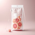 Close-up Of Various Fruit Slices In Saline Bag Dip In Water Against pink Background Royalty Free Stock Photo