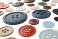 close up of various sewing buttons isolated on white background- generated by ai Royalty Free Stock Photo
