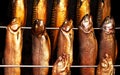 Delicious fresh smoked fish in a smoker