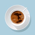 Close up vector coffee. Top view of espresso cup.