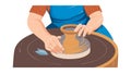 Hands Throwing Clay on Pottery Wheel, vector design Generative AI Royalty Free Stock Photo