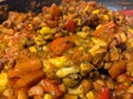 Close Up of Vegan Stew in a Pan with Lentils and Vegetables and Beans Healthy Meal Royalty Free Stock Photo