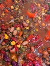 Close Up of Vegan Stew in a Pan with Lentils and Vegetables and Beans Healthy Meal Royalty Free Stock Photo