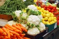 Close up of vegetables on market stand Royalty Free Stock Photo