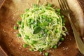 Vegetarian pasta with green peace and cheese Royalty Free Stock Photo