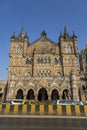 Close- up veiw of Chhatrapati Shivaji Terminus formerly Victoria Terminus in Mumbai, India is a UNESCO World Heritage Site and his