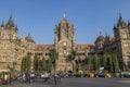 Close- up veiw of Chhatrapati Shivaji Terminus formerly Victoria Terminus in Mumbai, India is a UNESCO World Heritage Site and his