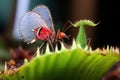 close-up of venus flytrap snapping shut on a fly