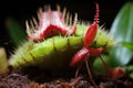 close-up of a venus flytraps teeth encasing a trapped insect