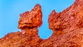 Close up of the vermilion colored Hoodoos of the Amphitheather Pinnacle rocks in Bryce Canyon National Park