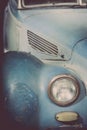 Headlight of a vintage blue classic car Royalty Free Stock Photo