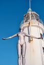 Close up vertical shot of the Diving Belle statue in Scarborough north yorkshire
