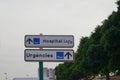 Image of the sign indicating the direction to the La Fe hospital in Valencia, Spain Royalty Free Stock Photo