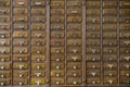 Close-up of a very old apothecary cabinet