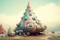 A close up of a very strange looking surreal cone tower