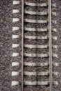 Close up vew of railroad track.