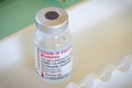 Close up of a vial of Moderna Covid-19 vaccine