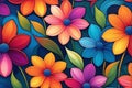 Close-Up of Vibrant Abstract Flowers - Blending Colors Seamlessly Across the Canvas, Background Transforms Royalty Free Stock Photo