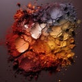 multiple colors of powders are arranged in this artistic photograph