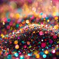 Close-up of vibrant glitter particles in shallow depth of field Royalty Free Stock Photo