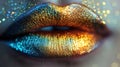 Close-up of vibrant, glittering lips Royalty Free Stock Photo
