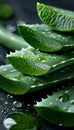 Close up of vibrant green aloe vera leaves with glistening water droplets fresh and captivating Royalty Free Stock Photo