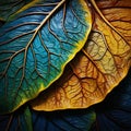 Close-up of a Vibrant Leaf with Intricate Textures