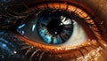 Close up of a vibrant, macro eye staring into the camera generated by AI