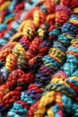 Close-Up of Vibrant Multicolored Crocheted Blanket Royalty Free Stock Photo