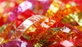 Close-up of vibrant, multicolored, translucent, curled ribbons w Royalty Free Stock Photo