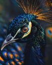 Close-up of a Vibrant Peacock Showing Detailed Plumage