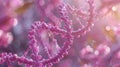 Pink DNA Molecule Structure with Water Droplets and Bokeh Background for Science Royalty Free Stock Photo